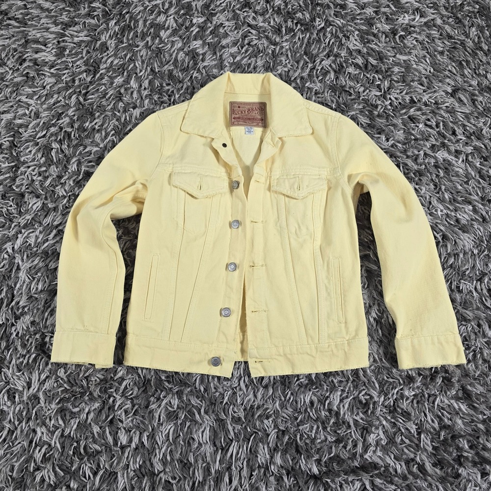 Lucky Brand The Tomboy Trucker Denim Jacket Pale Yellow 7W14573 Womens XS